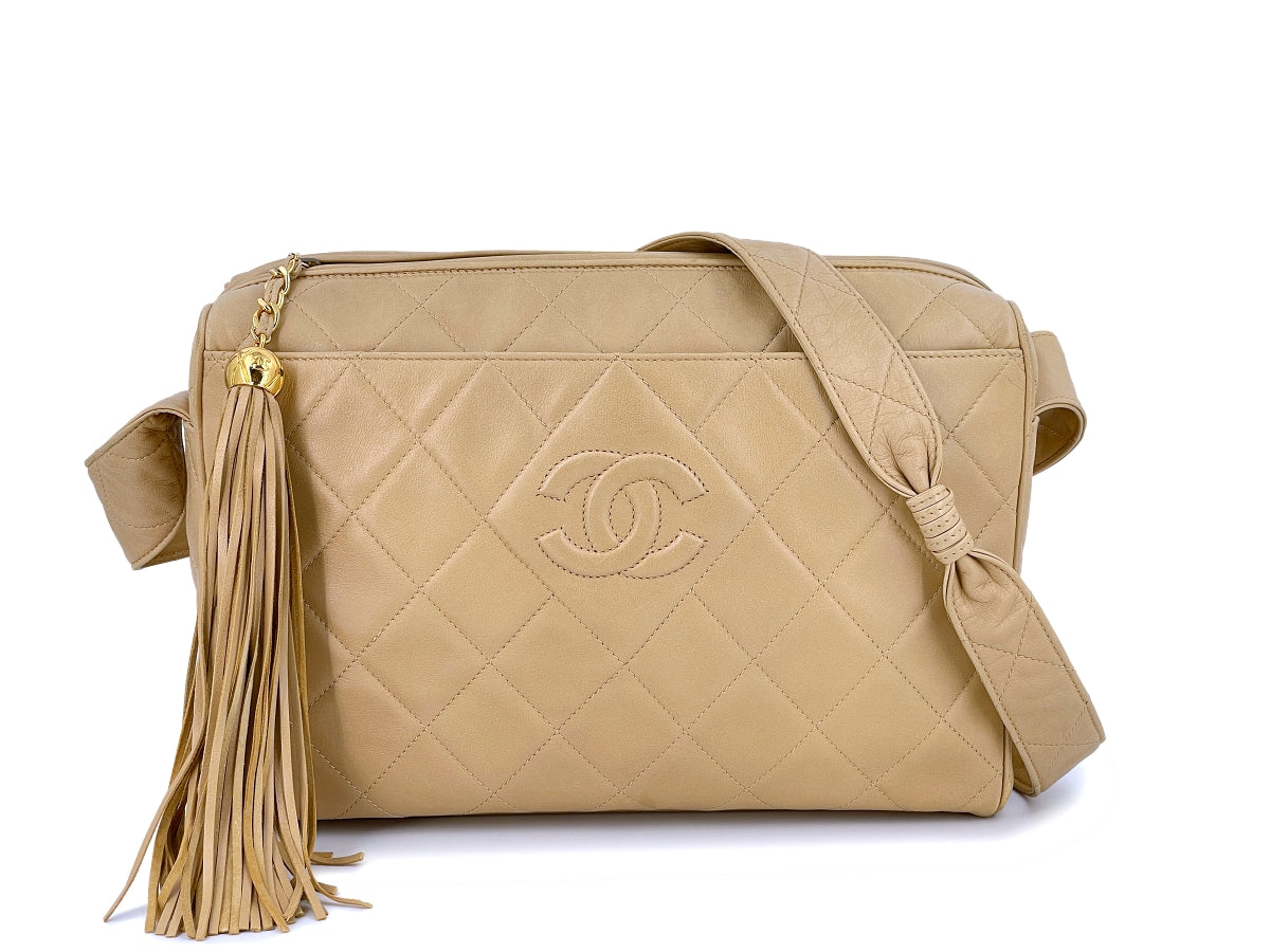 Chanel Vintage Camera Tassel Bag Quilted Leather Medium at 1stDibs