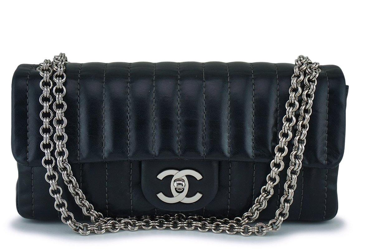 Chanel Black Lambskin Mademoiselle East West Classic Flap Bijoux