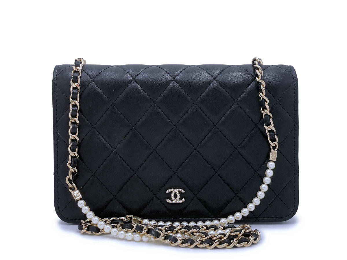 Chanel Lambskin Pearl Wallet On Chain Black  THE PURSE AFFAIR