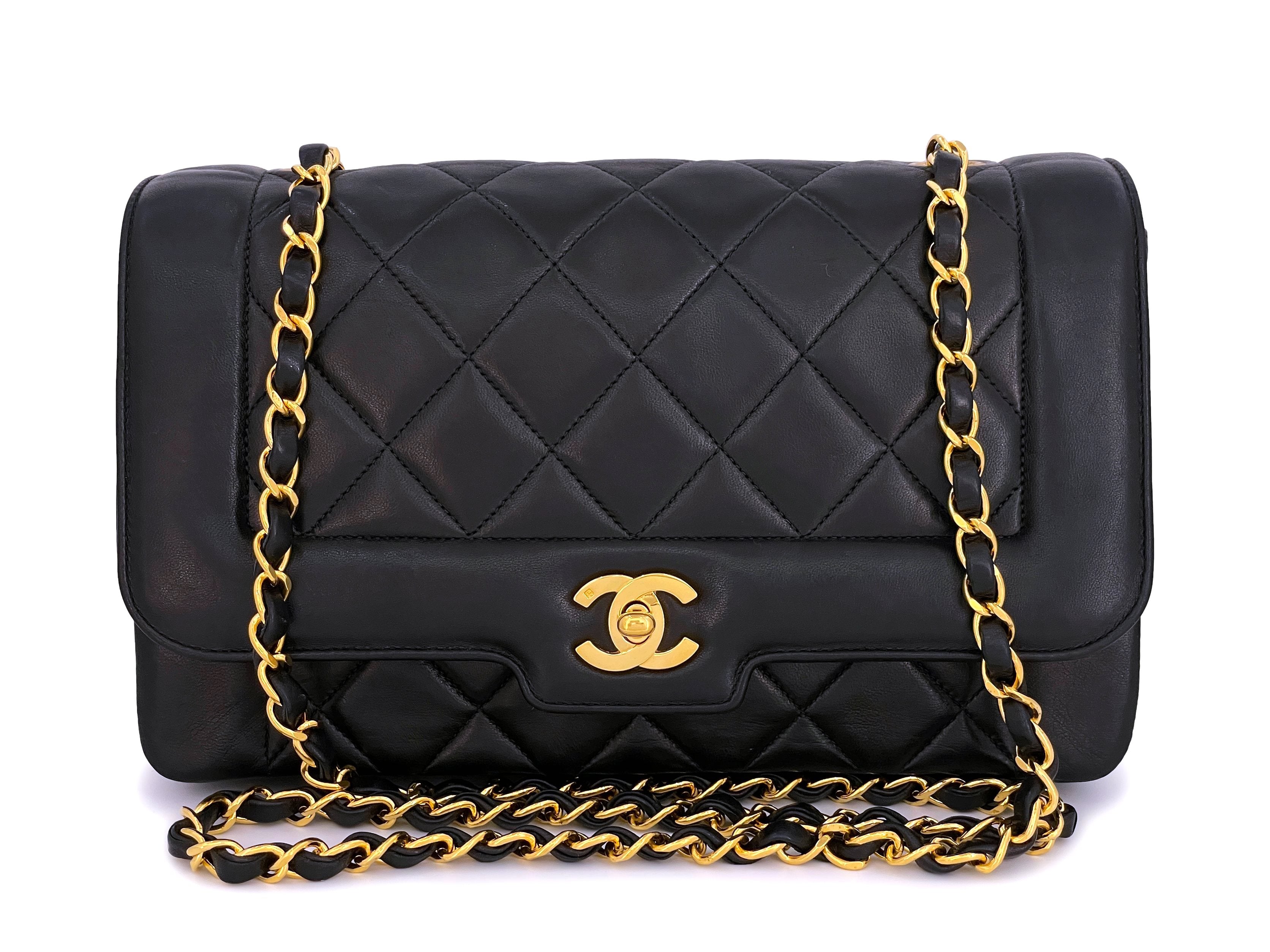 Chanel Vintage Black Geometric Medium Diana Flap Bag 24k GHW Lambskin –  Boutique Patina