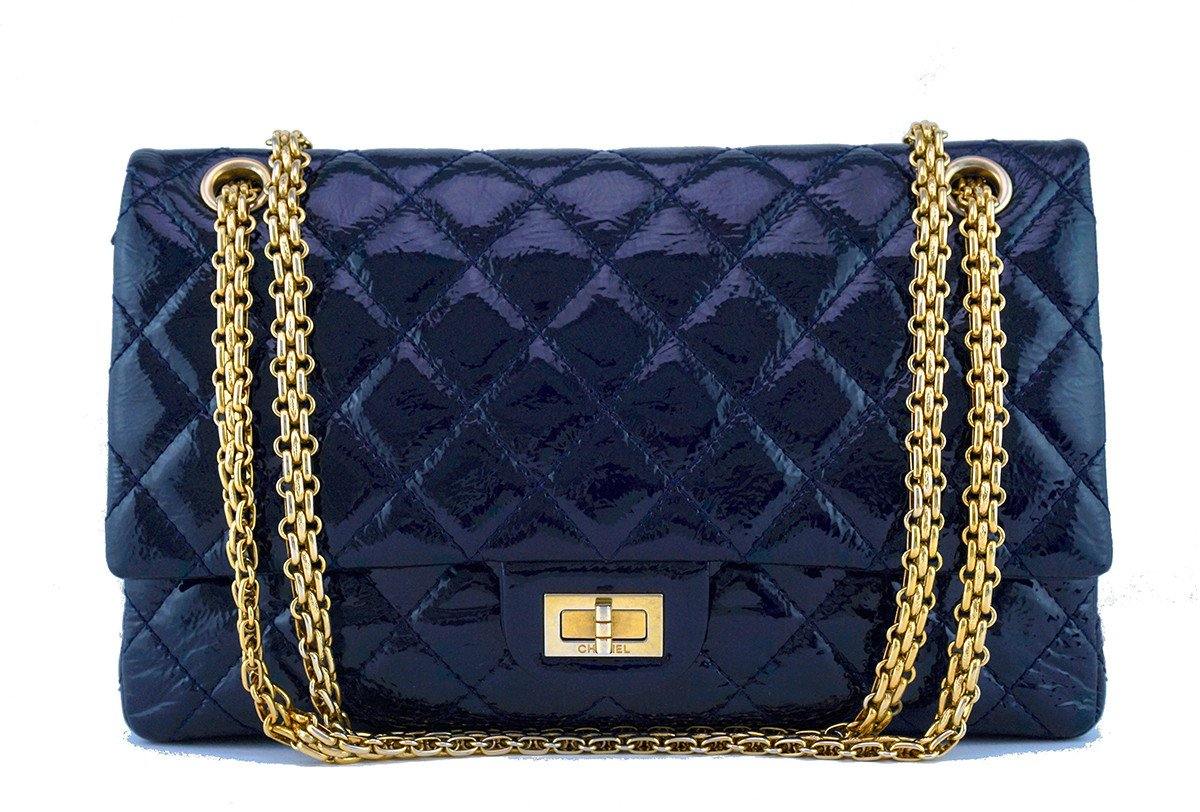 navy blue patent bag