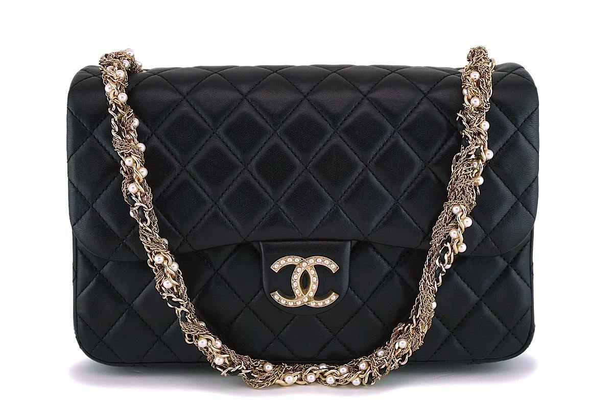 Buy CHANEL So Black Lambskin Chevron Medium Classic Flap