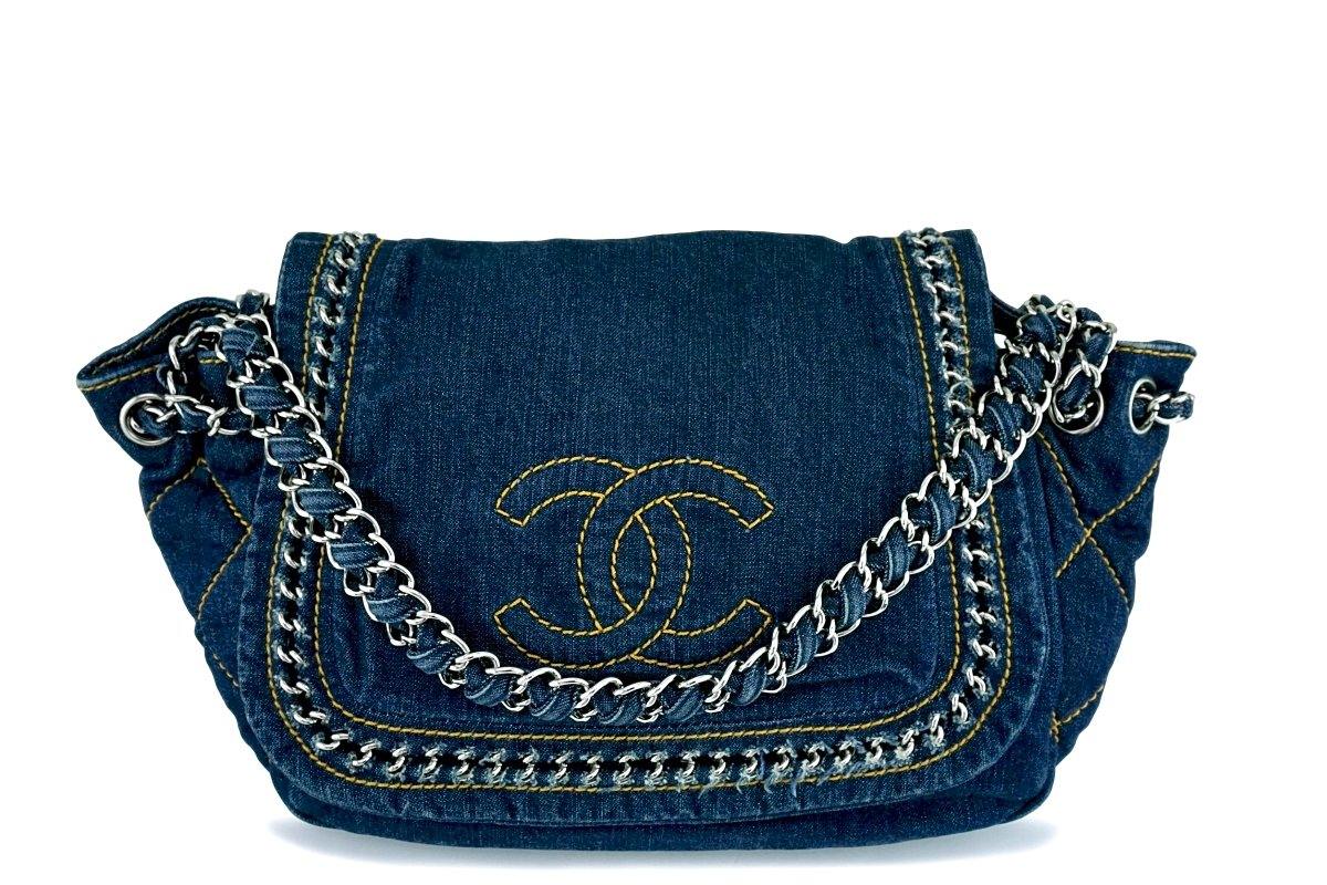 Chanel Denim Blue Luxury Ligne Flap Bag SHW