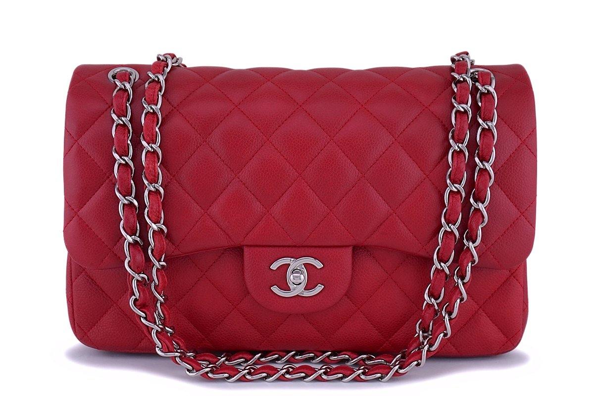 11C Chanel Red Caviar Classic Jumbo Double Flap Bag SHW – Boutique Patina