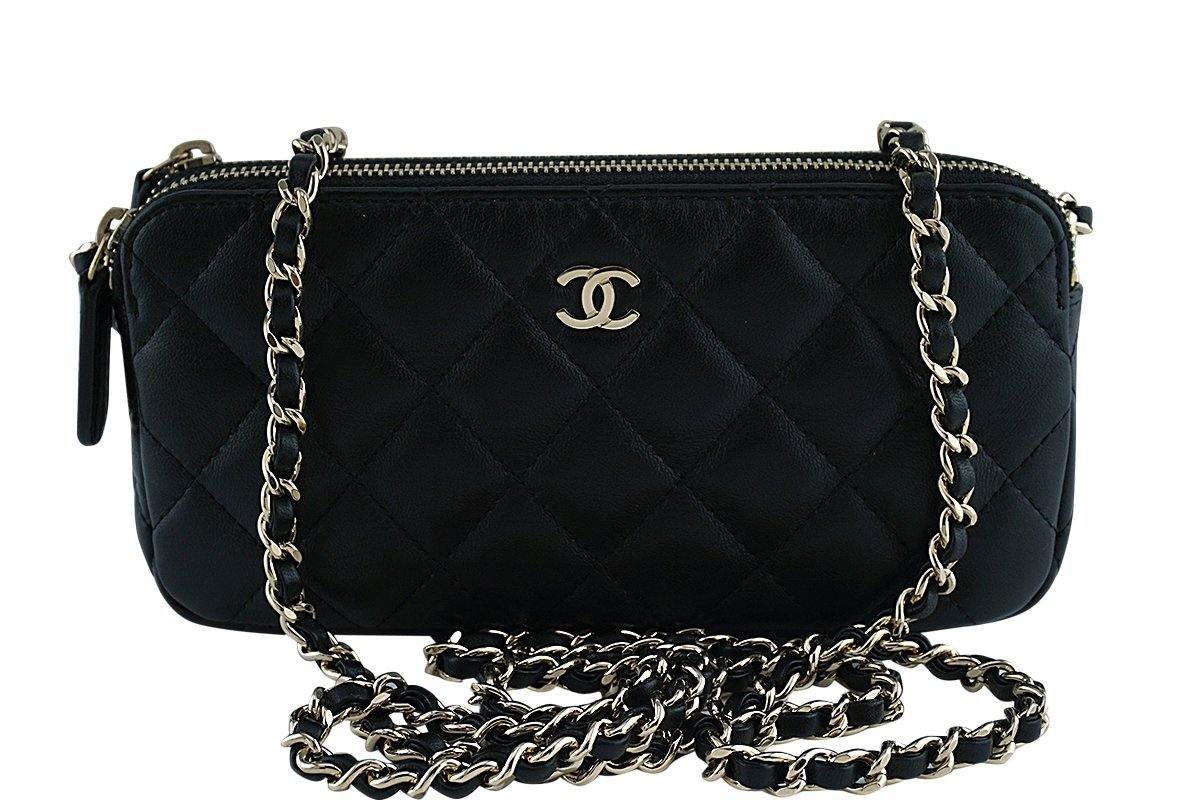 Chanel Blue Double Zip Wallet on Chain