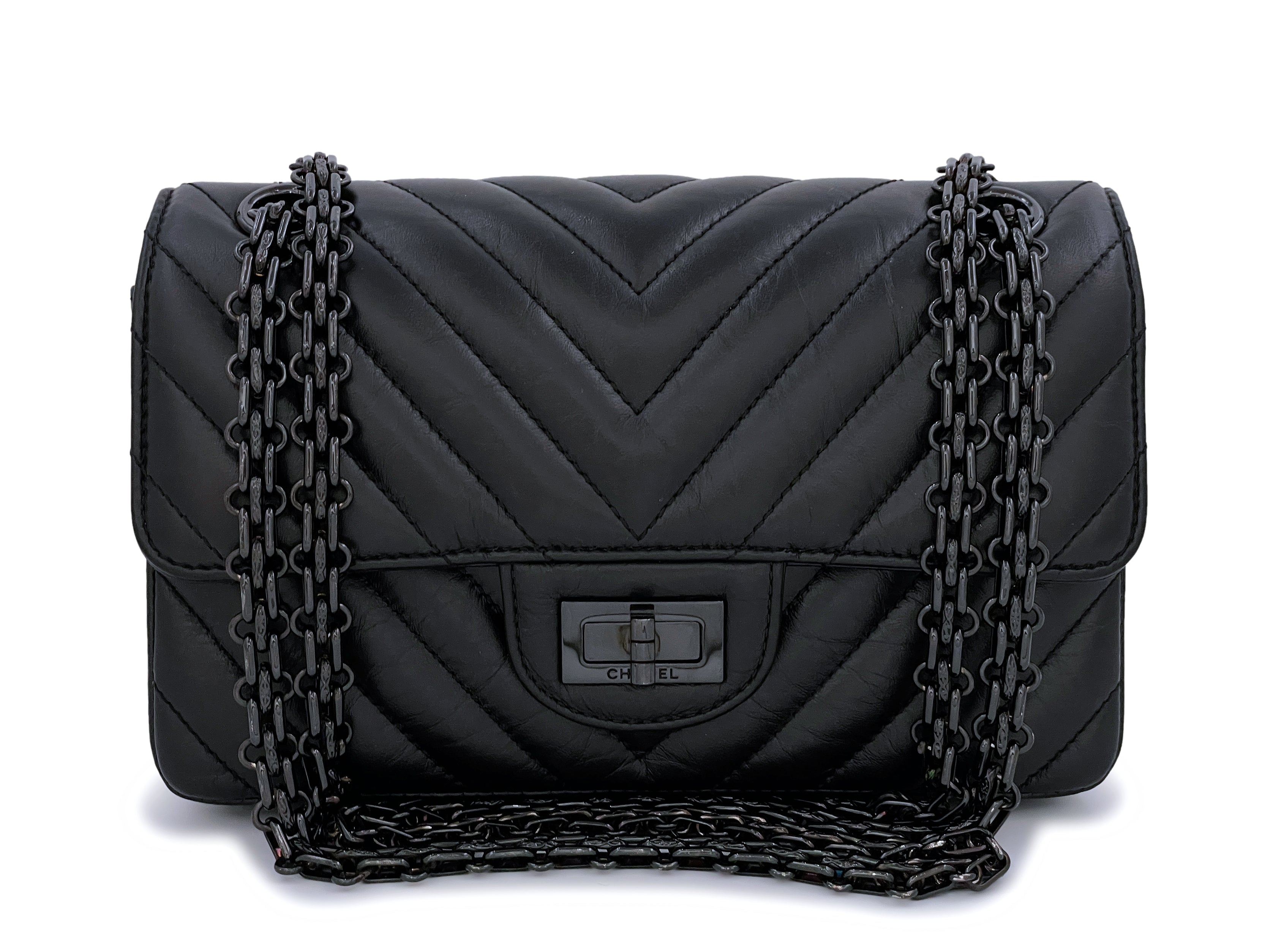 15S Chanel So Black Lambskin Chevron Rectangular Mini Flap Bag – Boutique  Patina