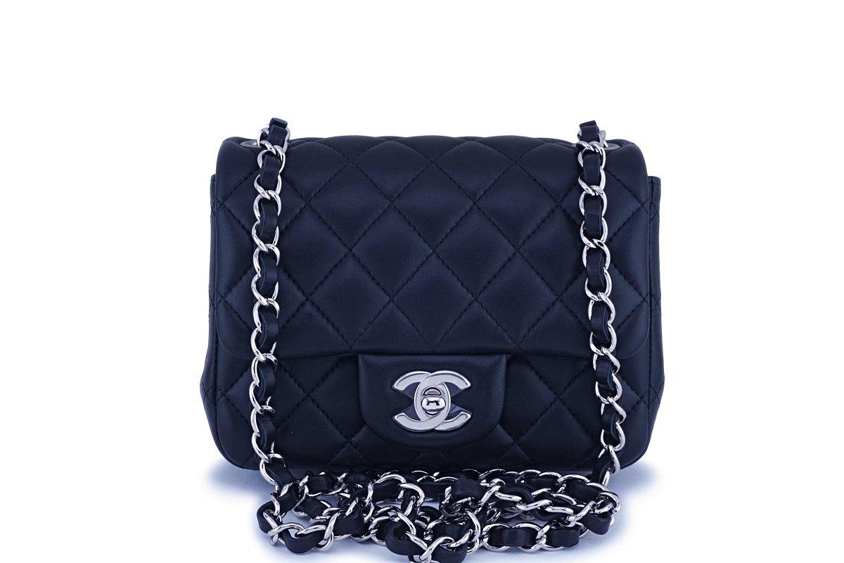 What Goes Around Comes Around Chanel Pink Lambskin Square Flap Mini Bag