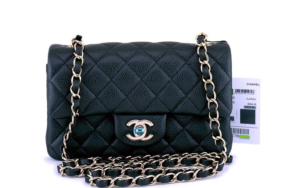 Chanel Small Classic Double Flap Grey Caviar Light Gold Hardware