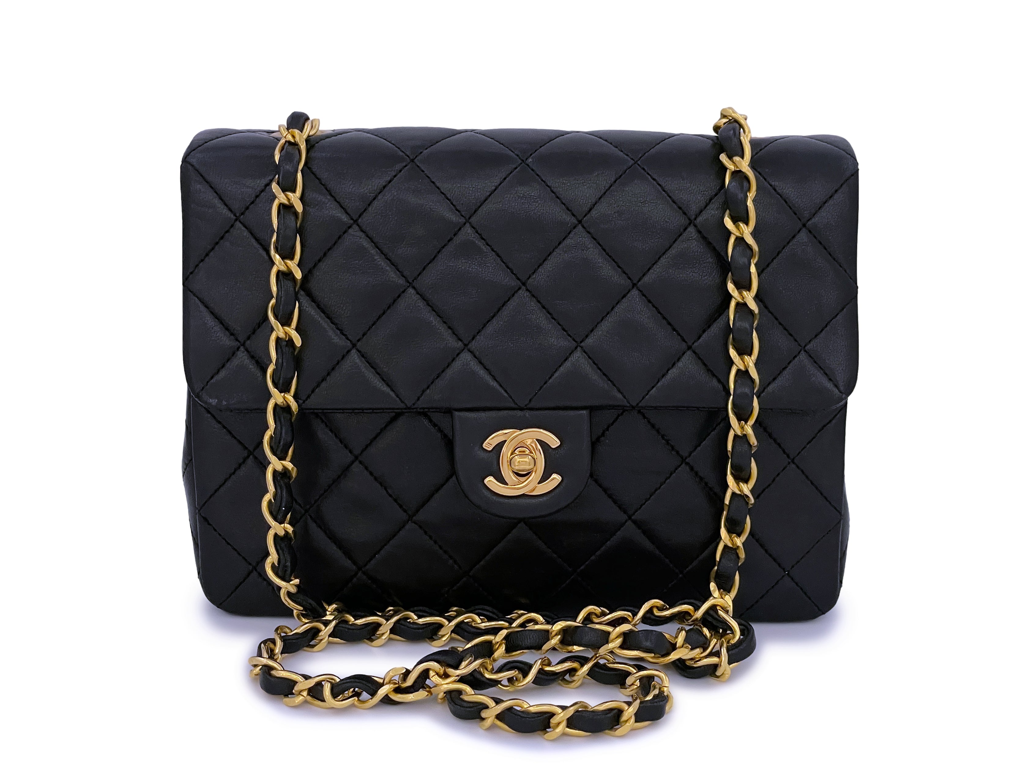 Chanel 1989 Vintage Black 20cm Classic Mini Flap Bag 24k GHW