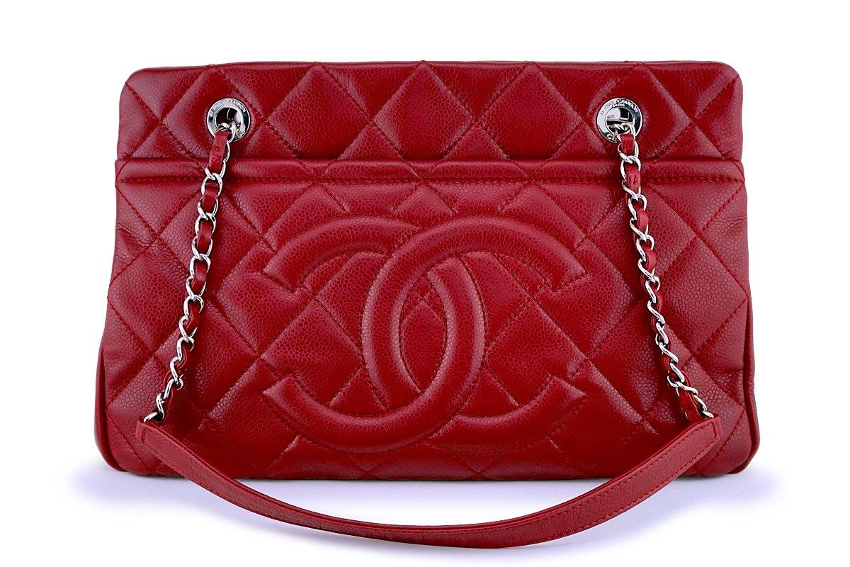 ​CHANEL VINTAGE CC LOGO RED TOTE BAG