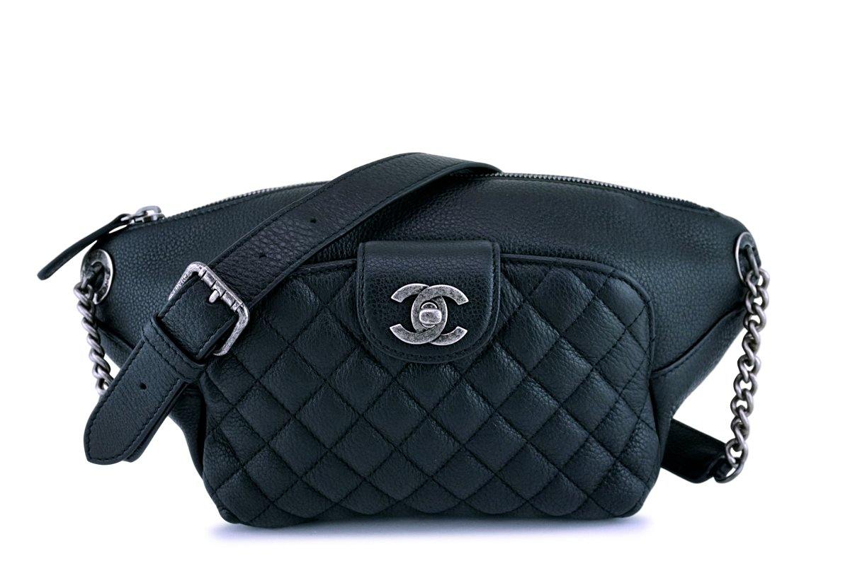 Chanel Black Grained Calfskin Quilted Classic Fanny Pack Bag