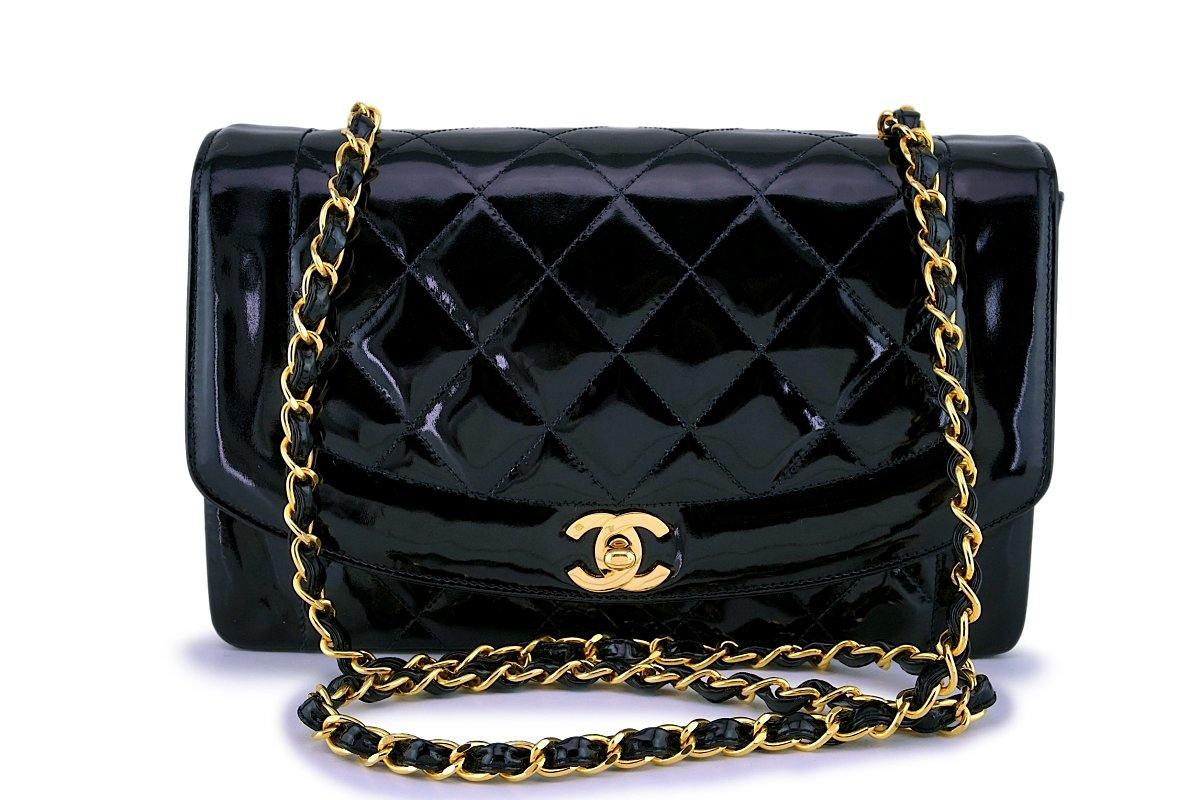 Chanel Vintage Black Quilted Patent Leather Medium Diana Flap Gold  Hardware, 1989-1991 Available For Immediate Sale At Sotheby's