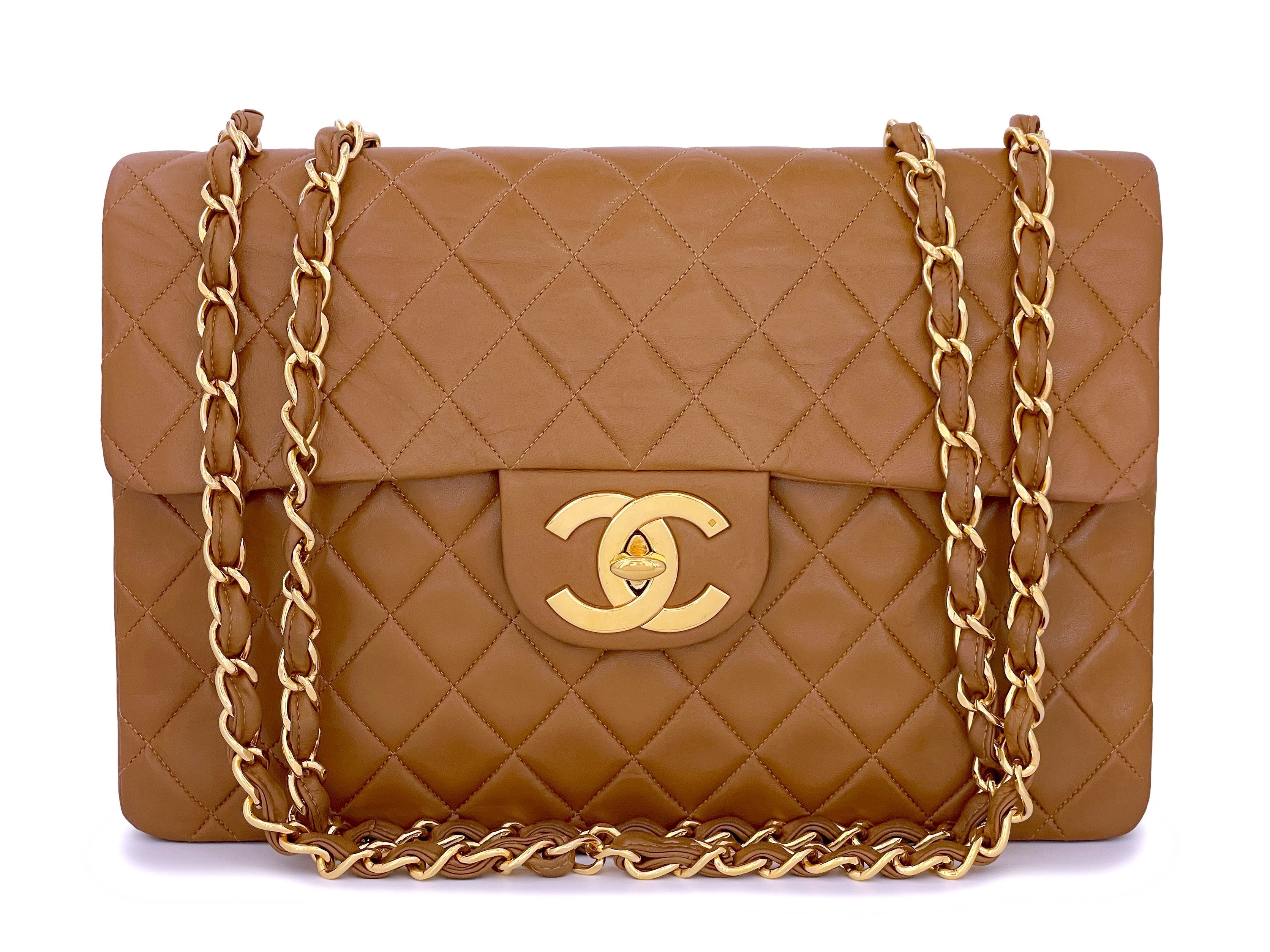 Chanel Vintage Beige Quilted Caviar Leather Shoulder Flap Bag Large CC –  Reeluxs Luxury