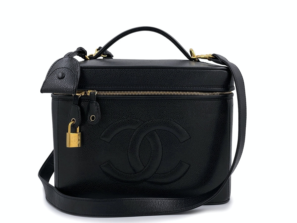 Chanel Calfskin Quilted CC Small Vanity Case Black - MyDesignerly