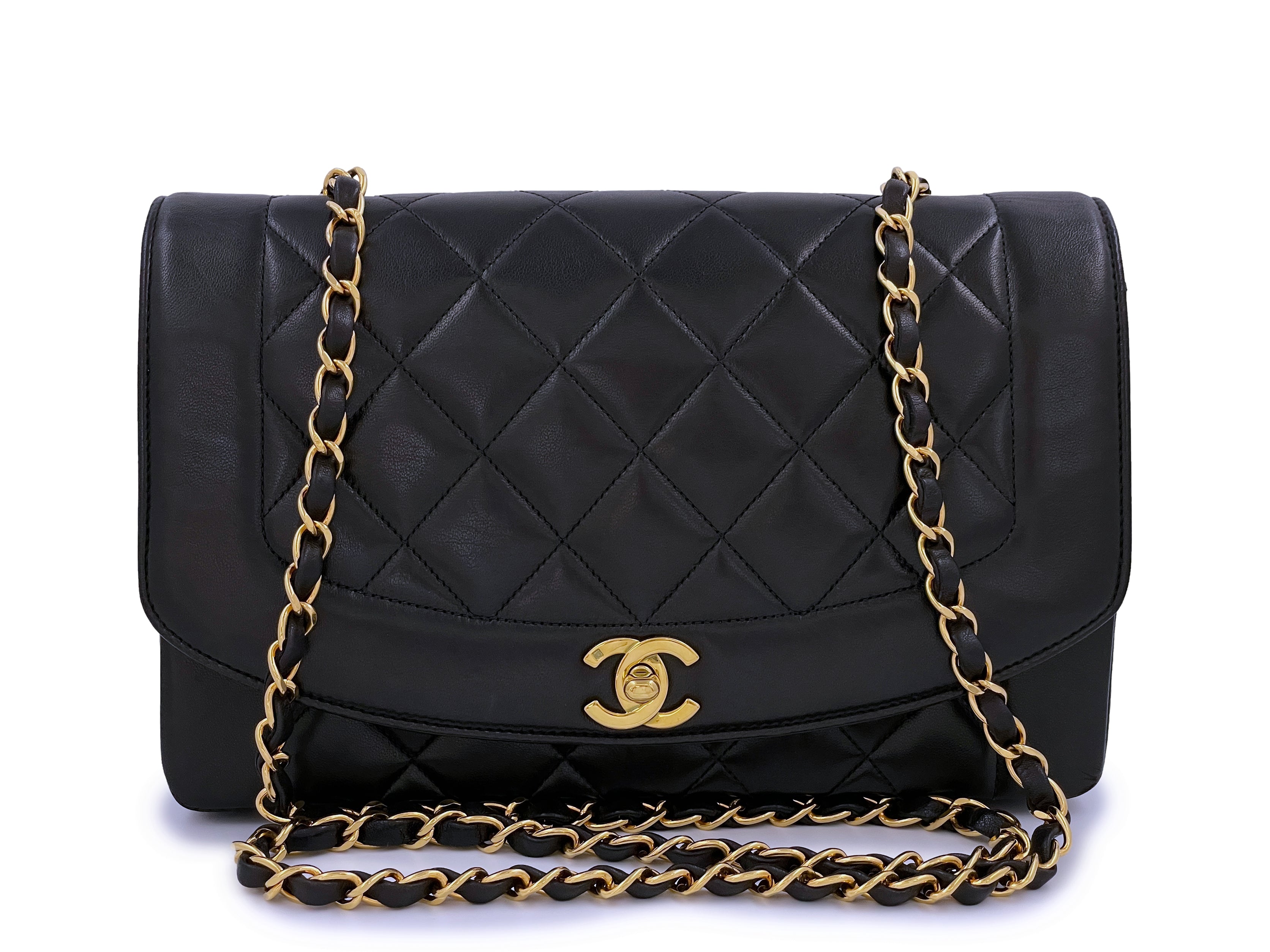 chanel pre owned 1990 medium v stitch double flap shoulder bag item, Black Chanel  Diana Flap Crossbody