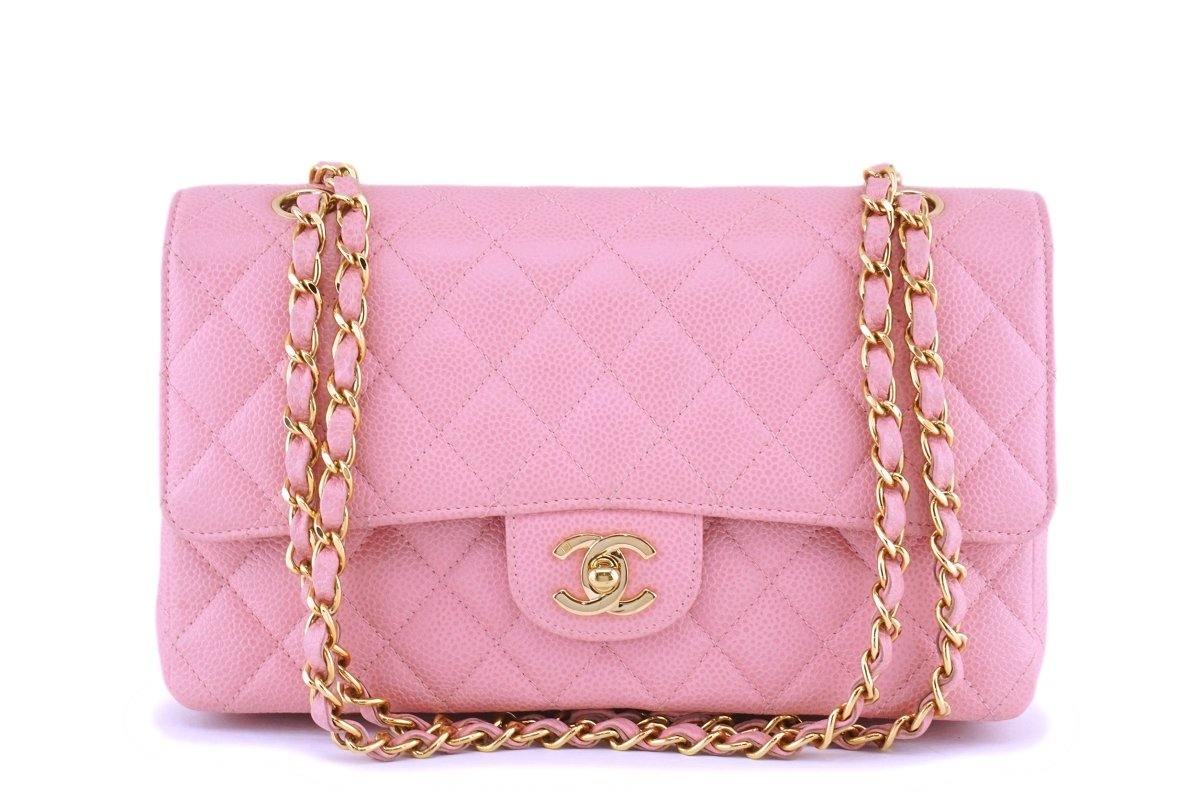 06 Chanel Pink Caviar Medium Classic Double Flap Bag 24k GHW