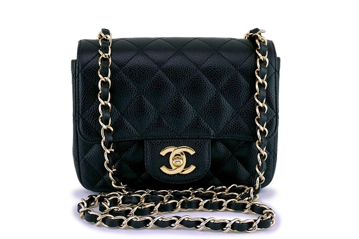 CHANEL School Memory Top Handle Flap Bag Quilted Caviar Mini Black -  luxuriaworld