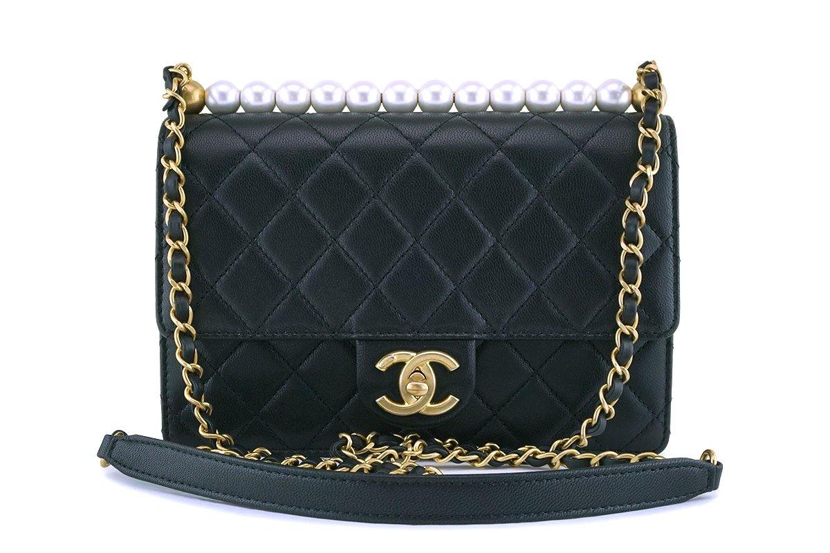 NIB 19S Chanel Black Lambskin Chic Pearls Classic Limited Mini Pearl F –  Boutique Patina