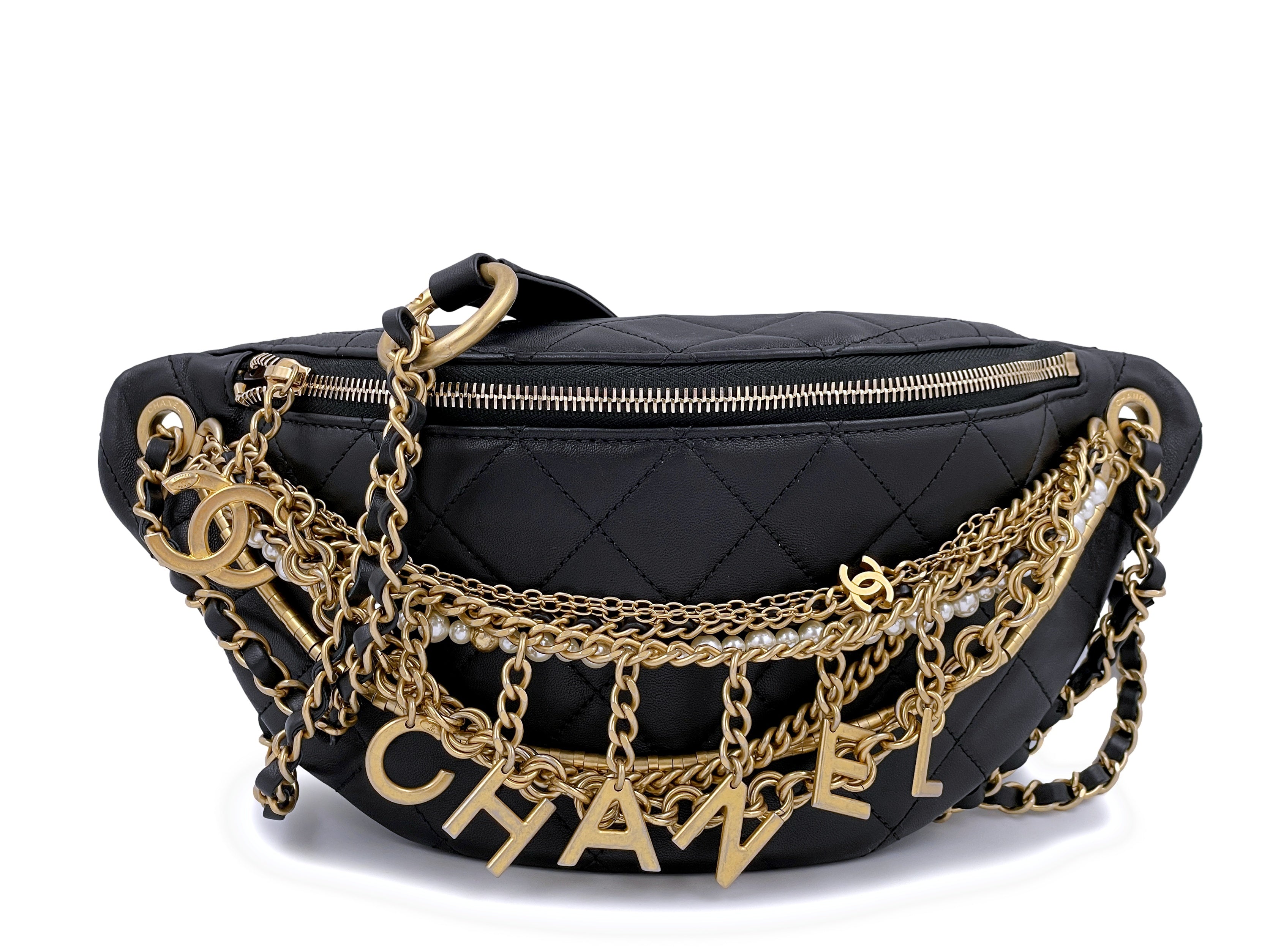 Limited 19A Chanel All About Chains Black XL Waist Bag Fanny Pack – Boutique  Patina