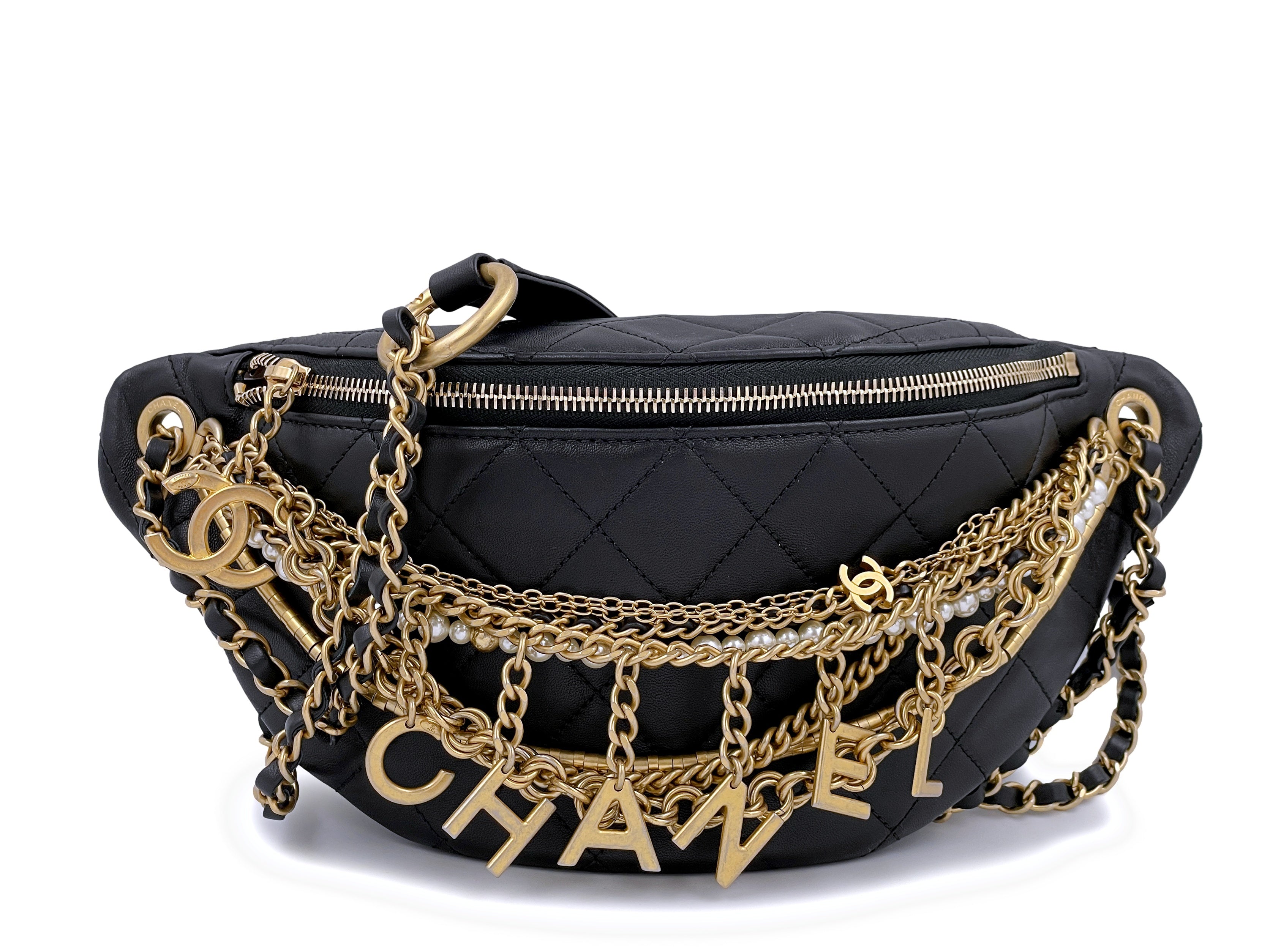 Limited Chanel 19A All About Chains Waist Bag Fanny Pack Black – Boutique  Patina