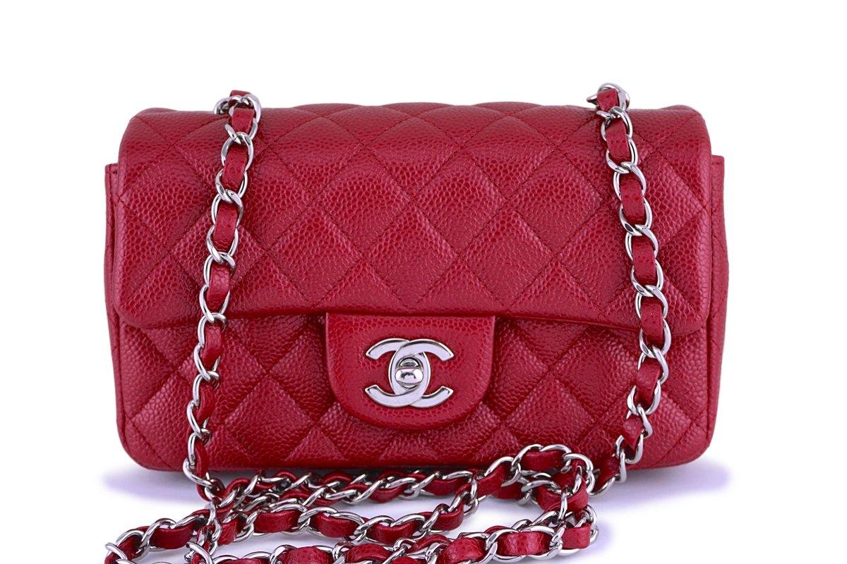 Chanel, Caviar Rectangular Classic Flap in Red