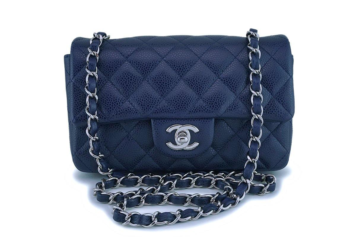 Chanel Navy Blue Caviar Rectangular Mini Classic Flap Bag SHW ...