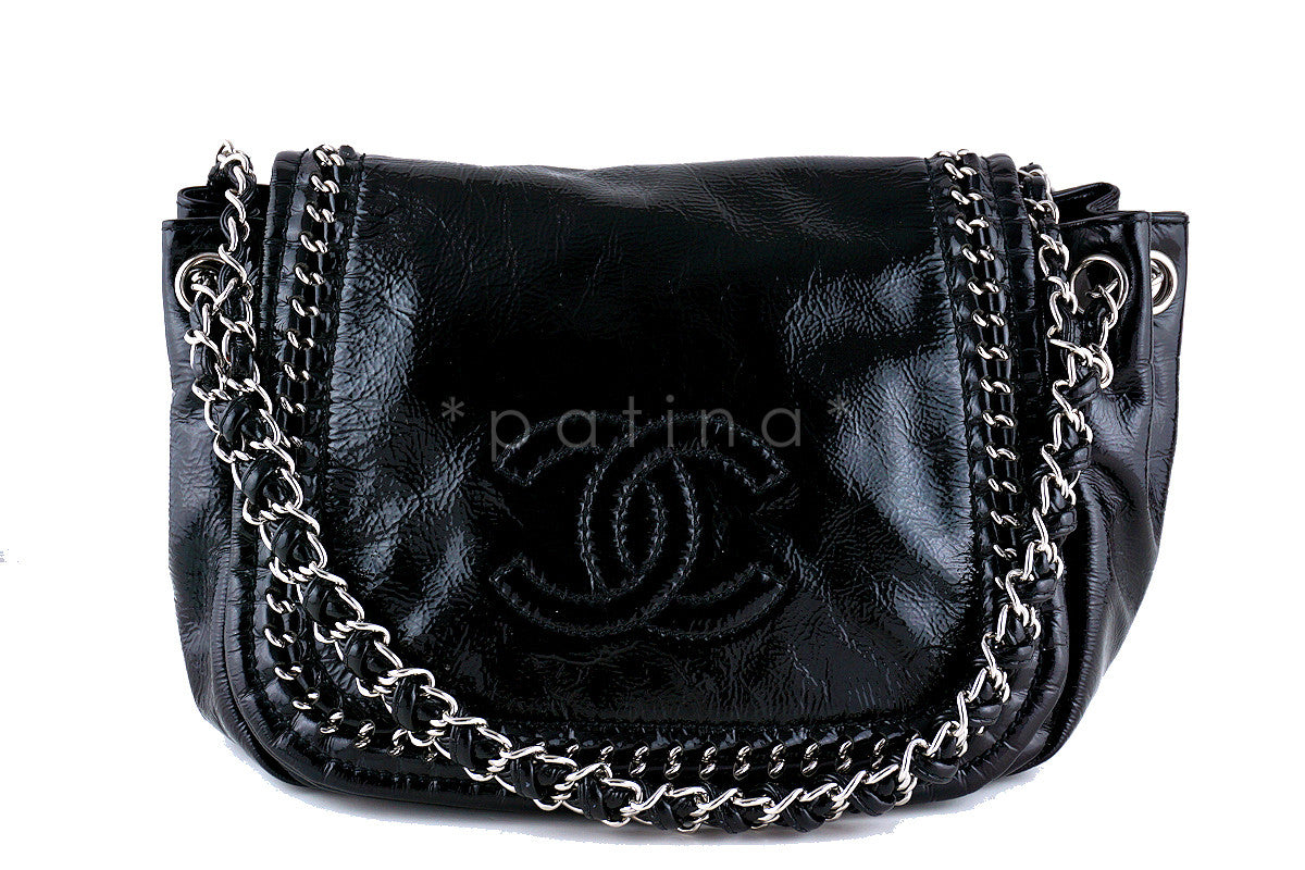 Chanel Black Patent Luxury Ligne Jumbo Flap Bag – Boutique Patina