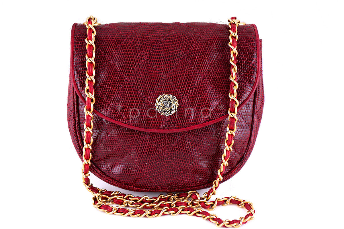 Chanel Rare Vintage Cherry Red Quilted Lizard Flap Bag – Boutique Patina