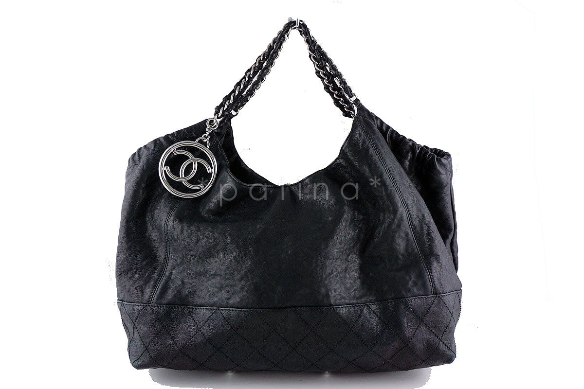 CHANEL, Bags, Chanel Coco Cabas Xl Black Toteshoulder Bag Vinylpatent  Retail 26k Rare