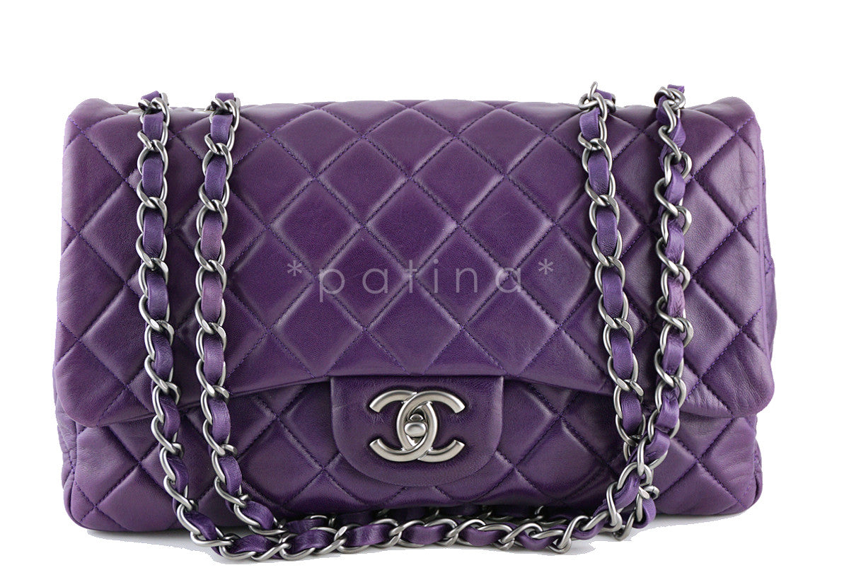 Chanel Violet Purple Lambskin Jumbo 2.55 Classic Flap Bag