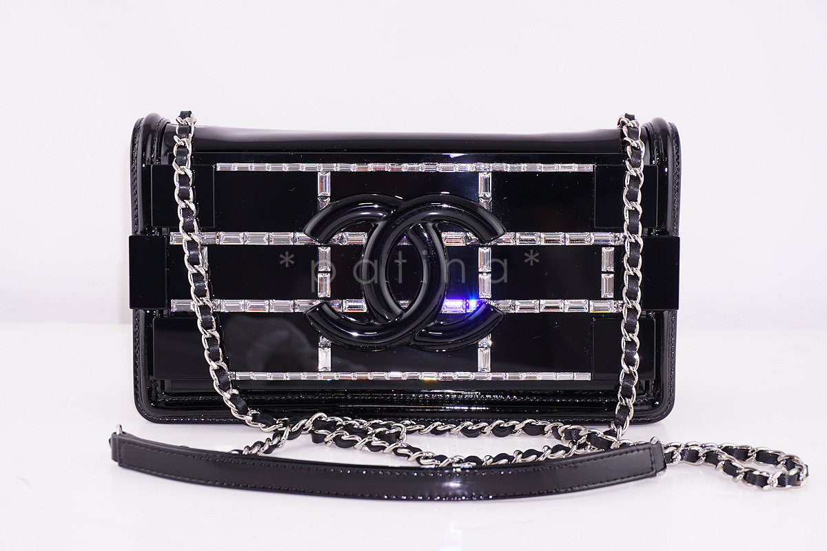 Chanel Black Ultra Mini Flap Bag Lego with Emerald-Baguette Crystals –  Boutique Patina