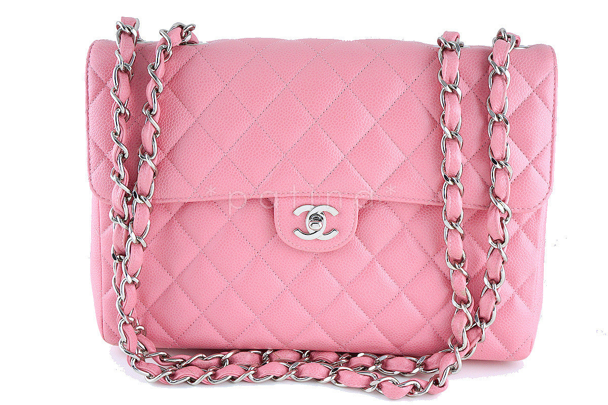 CHANEL Jumbo Pink Suede Caviar classic flap bag Leather ref.152382