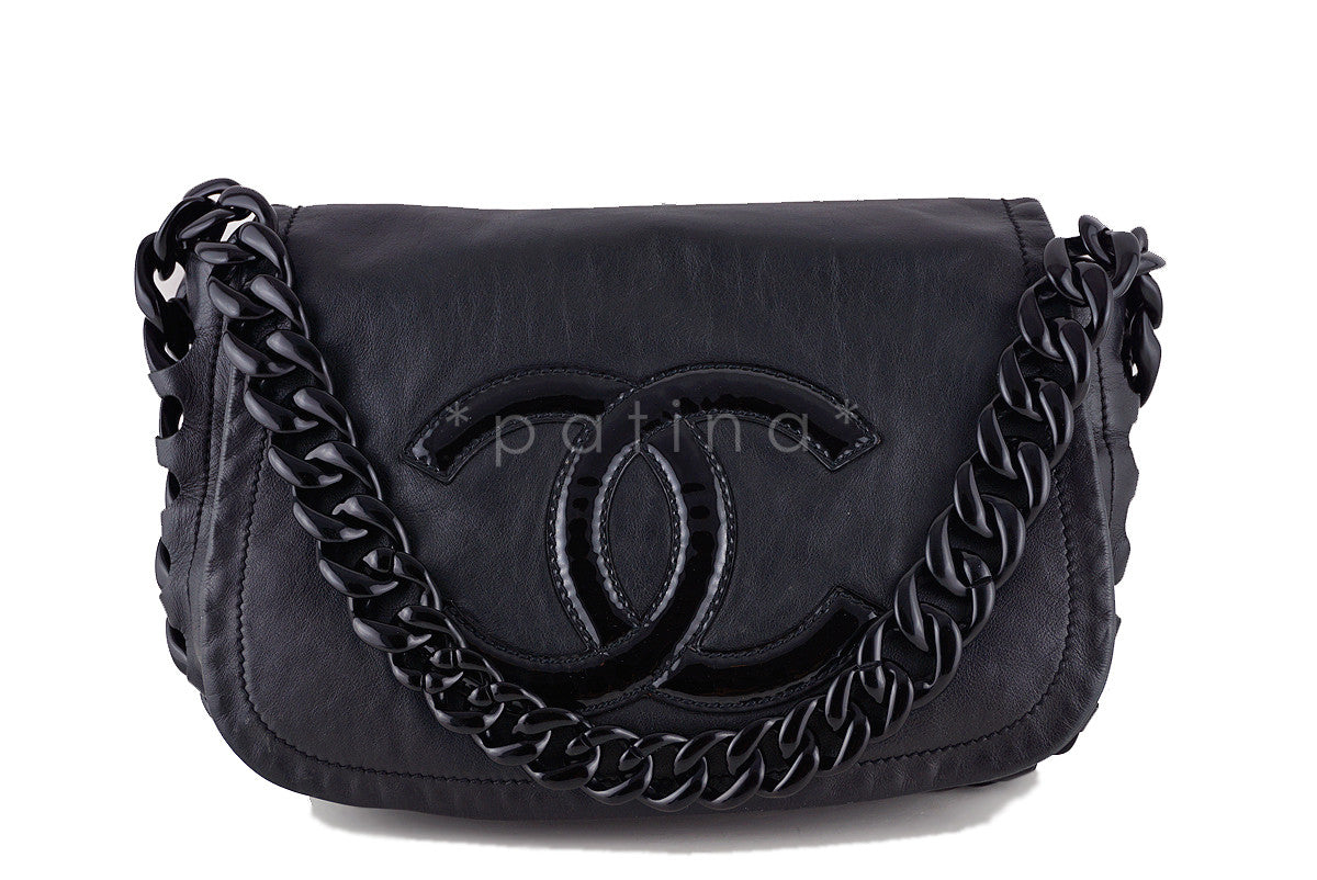 Chanel Black Luxury Modern Chain Resin Jumbo Flap Bag – Boutique