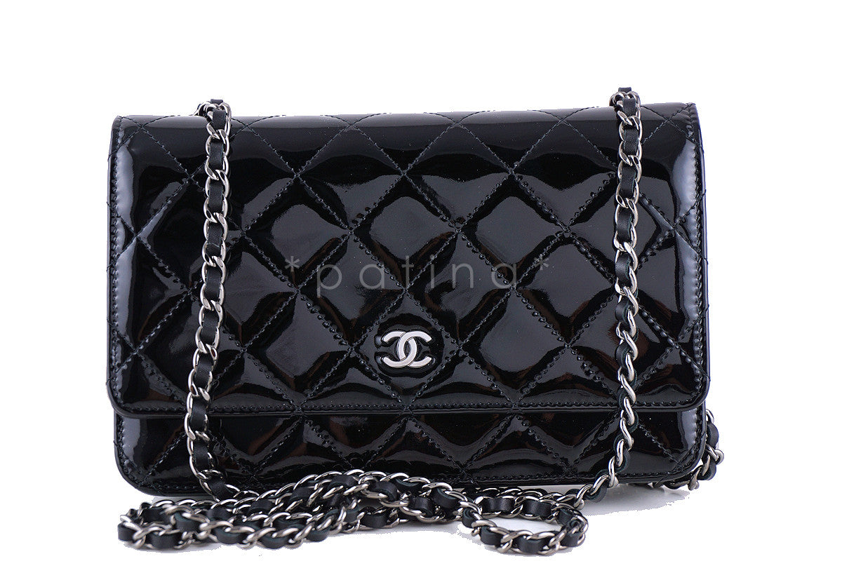 Chanel Wallet On Chain WOC Quilted Violet in Patent Leather with