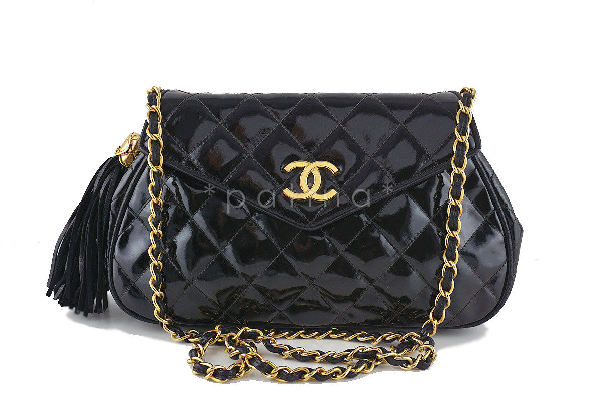 Chanel Black Vintage Patent Angled Classic Flap with Tassel Bag – Boutique  Patina