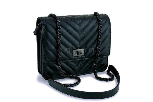 Chanel 'So Black' WoC Wallet On Chain Reissue In Chevron Quilted