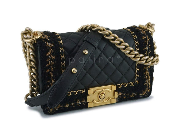 16K Chanel Black Classic Boy Jacket Small Flap Bag - Boutique Patina