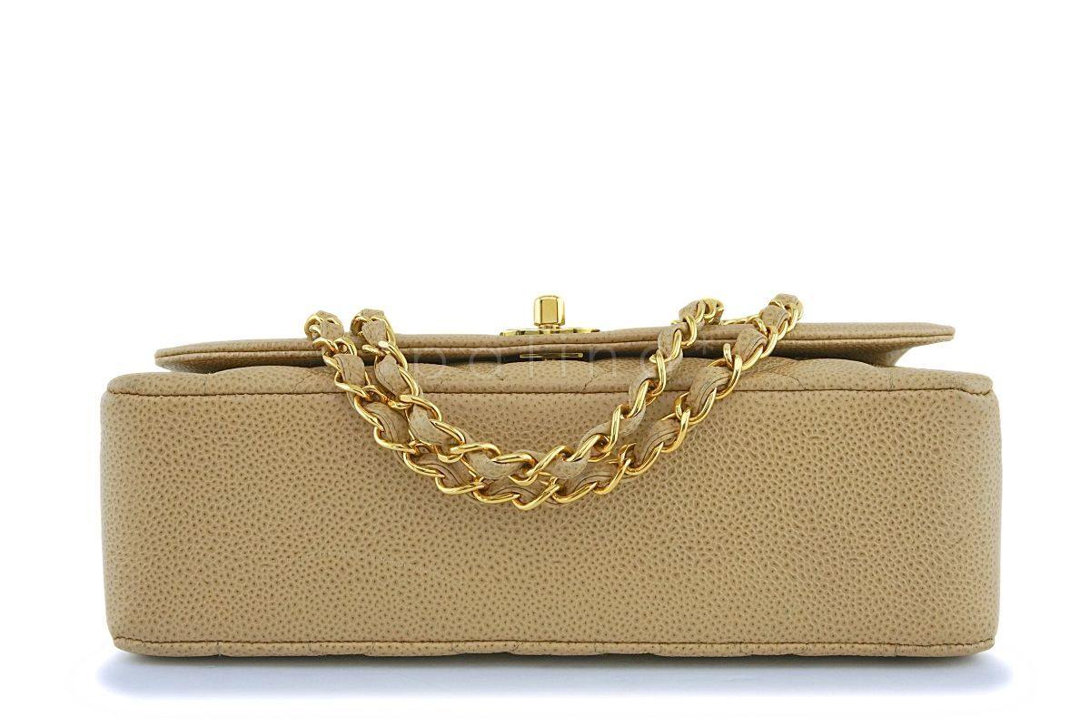 Chanel Vintage Beige Caviar Classic Medium Diana Flap Bag 24k GHW