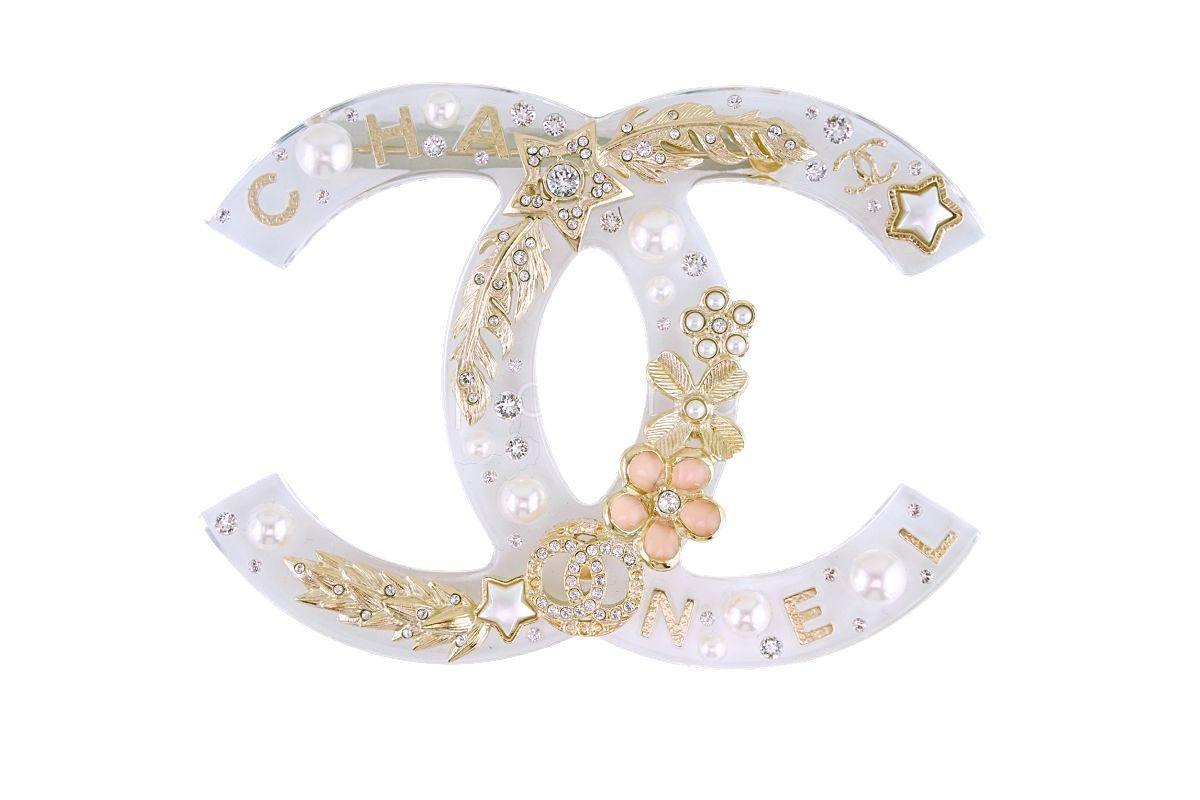 CHANEL Gold CC Crystal Pearl Large Brooch Circa 2020 - Chelsea Vintage  Couture