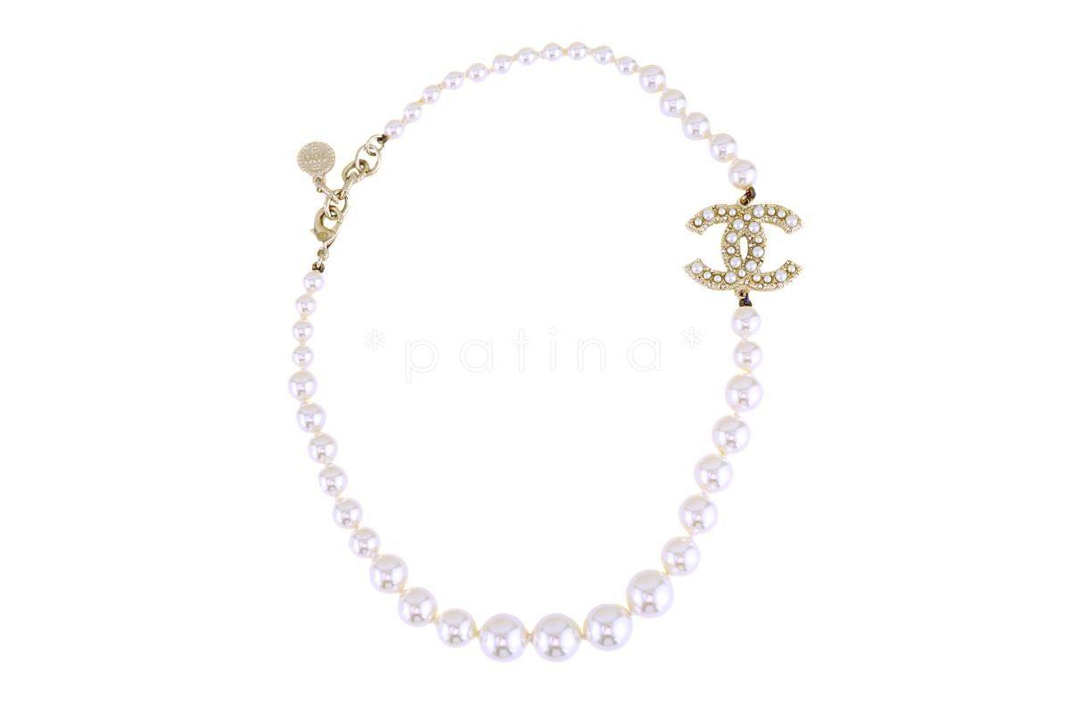 AUTH. CHANEL NWT 2022 CHANEL 100 ANNIVERSARY PEARL CC LOGO CHOKER NECKLACE  16"