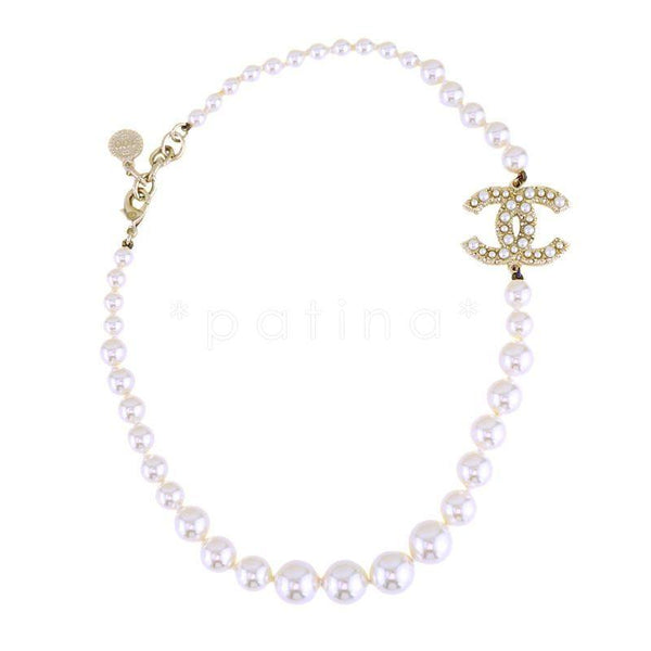 Chanel 100th Anniversary White Glass Pearl Chocker Necklace (2021)