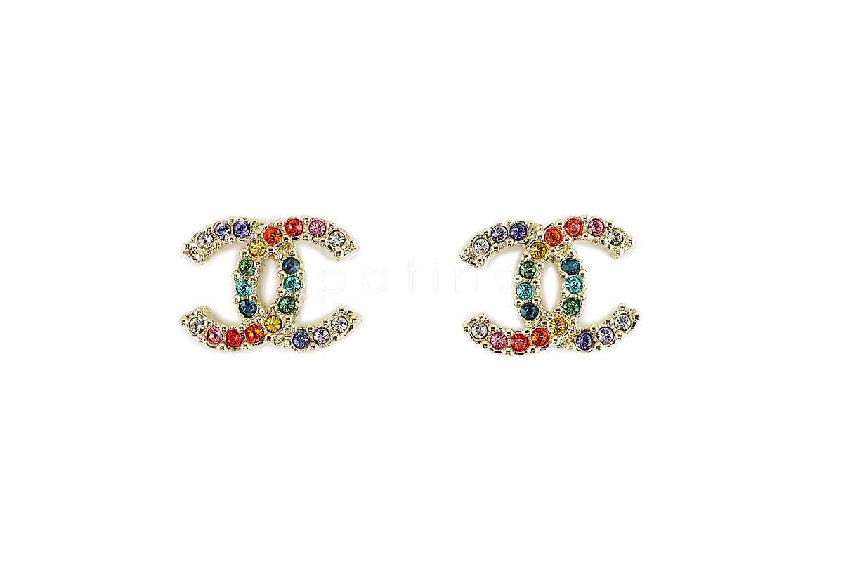 CHANEL+Classic+Crystal+Pearl+Dangle+Earrings+GOLD+CC+Stud+NIB  Pearl  earrings dangle, Chanel pearl earrings, Chanel earrings classic