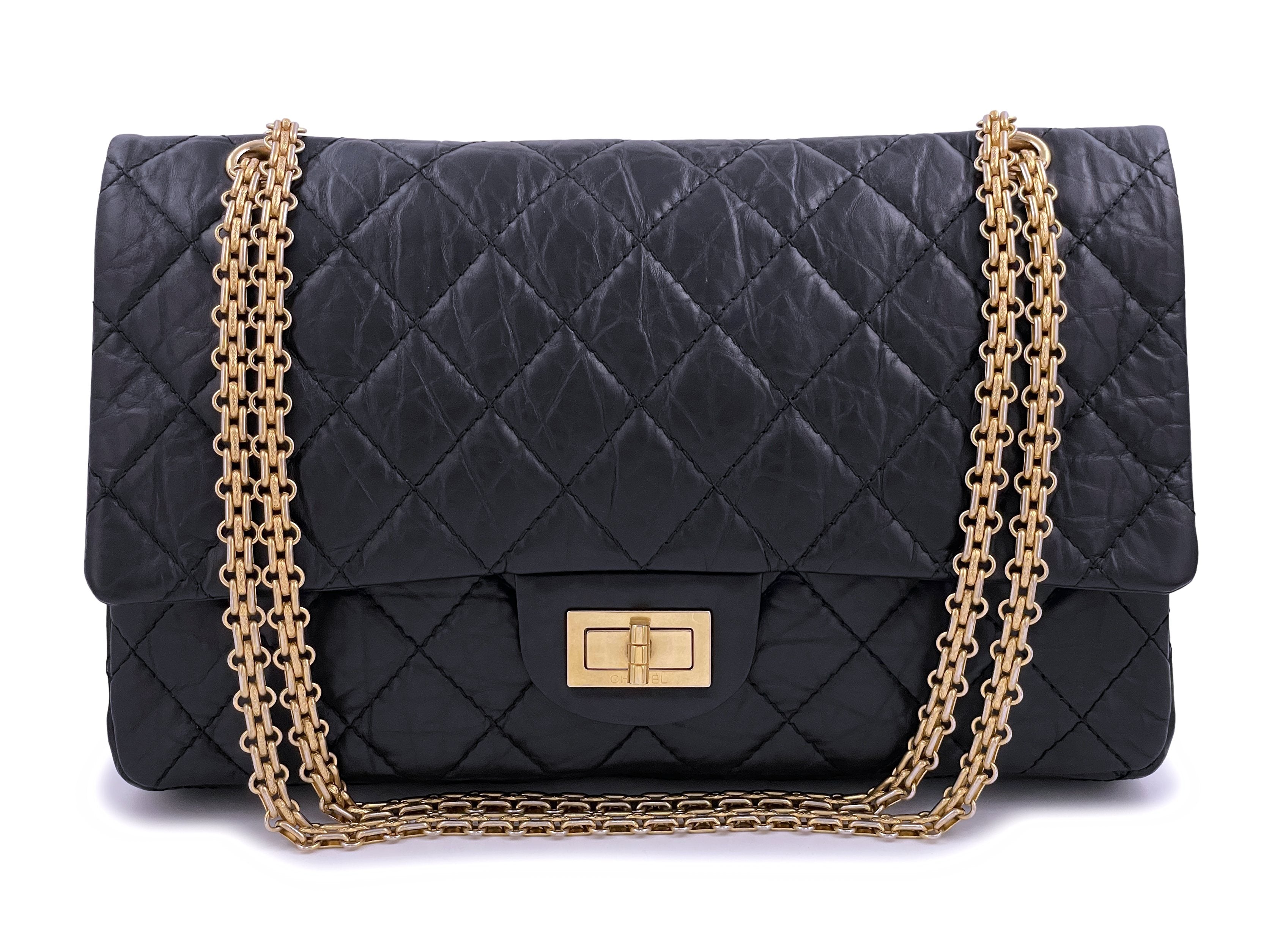 Chanel Black Aged Calfskin Reissue Large 227 2.55 Flap Bag GHW ...