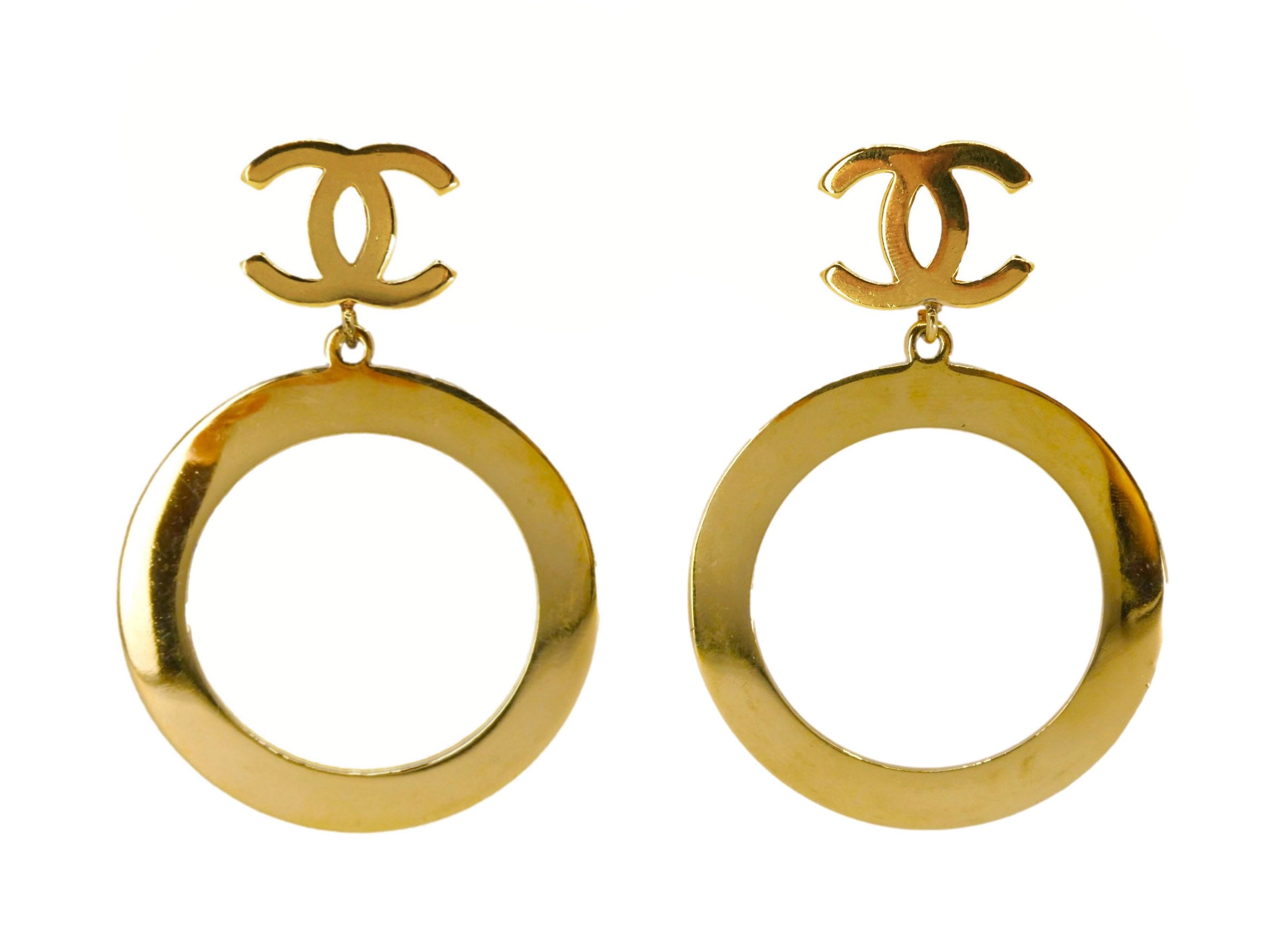 Chanel 1980s Vintage Large Hoop Dangle CC Statement Earrings – Boutique  Patina