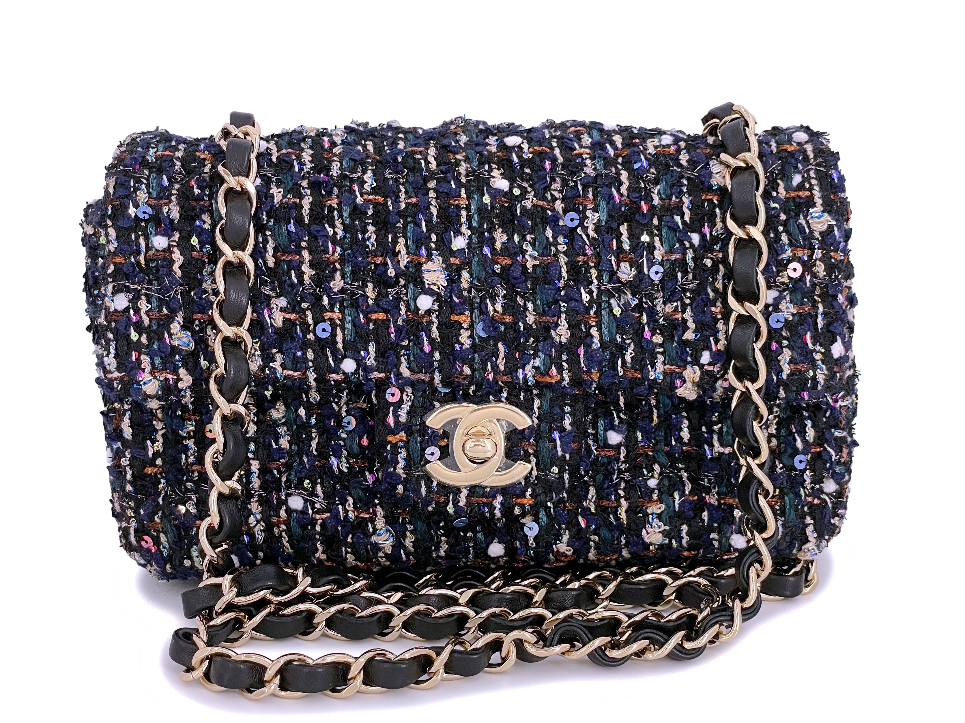 NIB 21B Chanel Rectangular Mini Classic Flap Bag Black/Pink/Gray Tweed –  Boutique Patina
