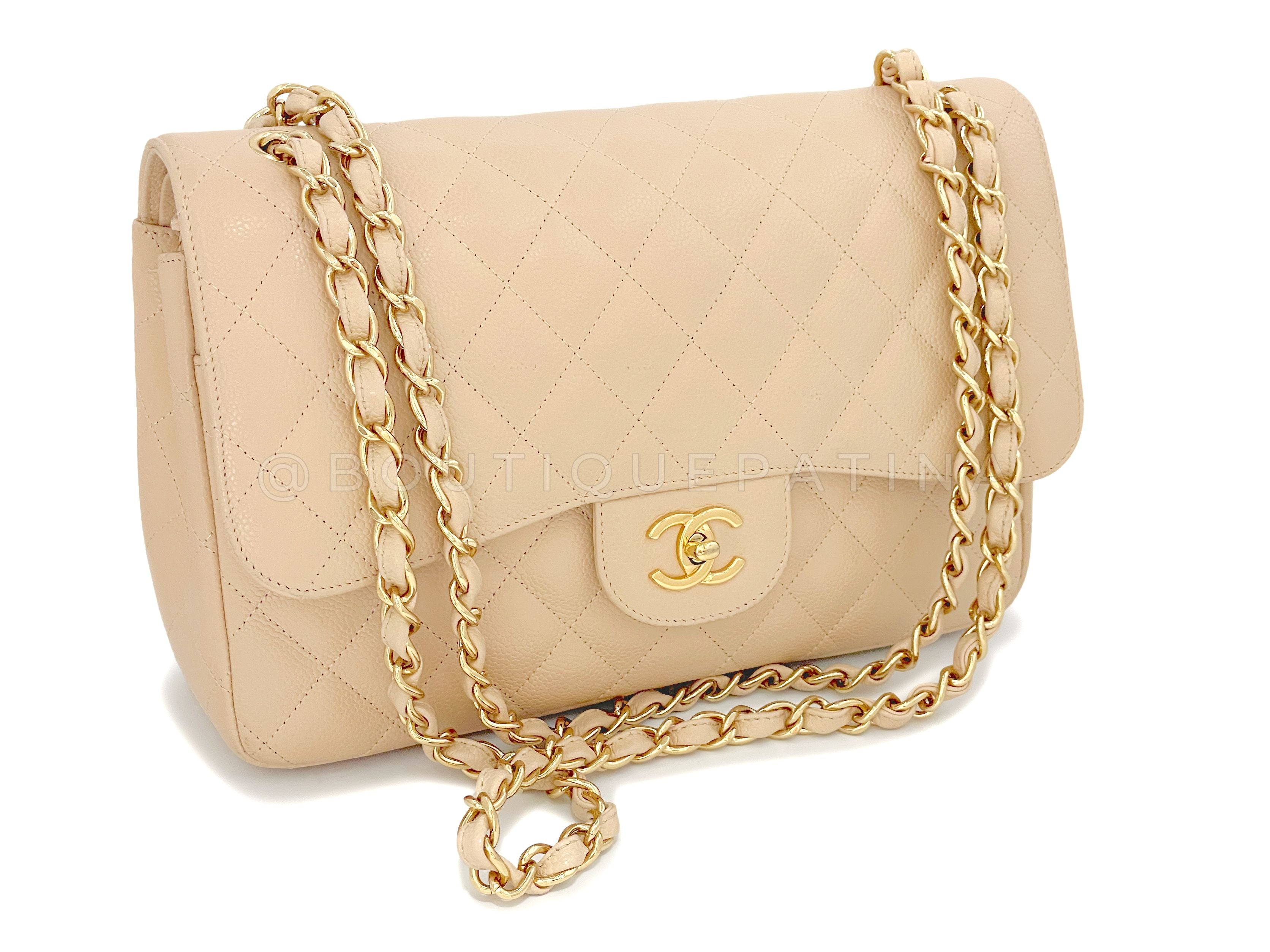 Chanel Beige Clair Caviar Jumbo Classic Double Flap Bag GHW – Boutique ...