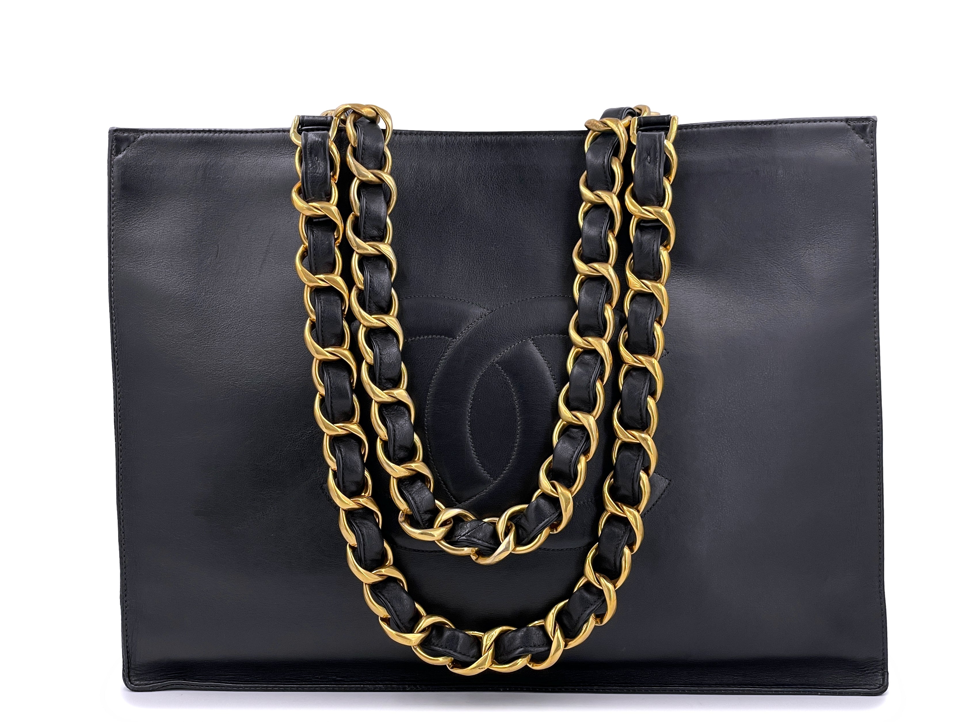 Chanel 1995 Vintage Black Chunky Chain Shopper Tote Bag Calfskin – Boutique  Patina