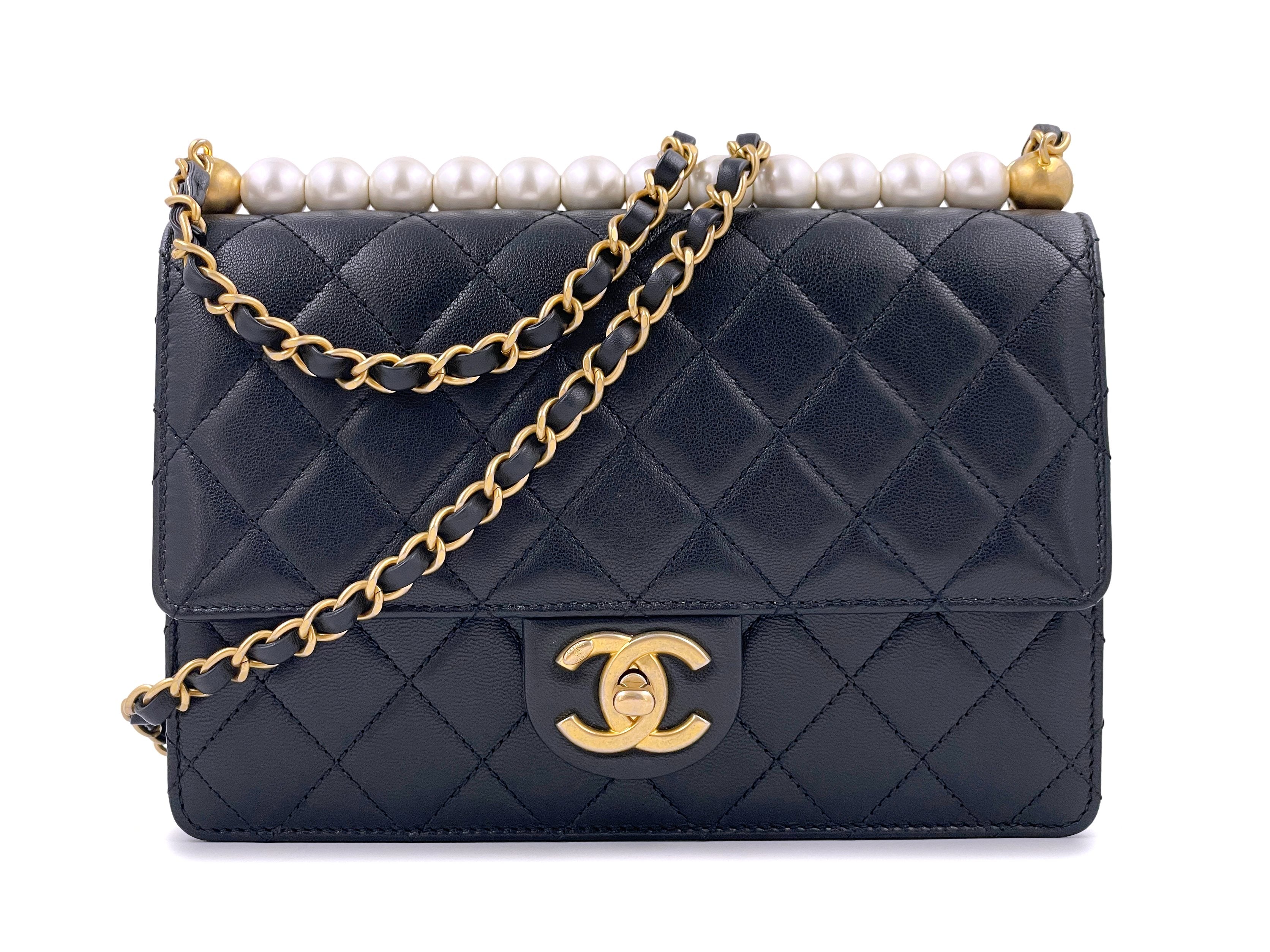 Chanel Small Goatskin Quilted Chic Pearls Flap Bag