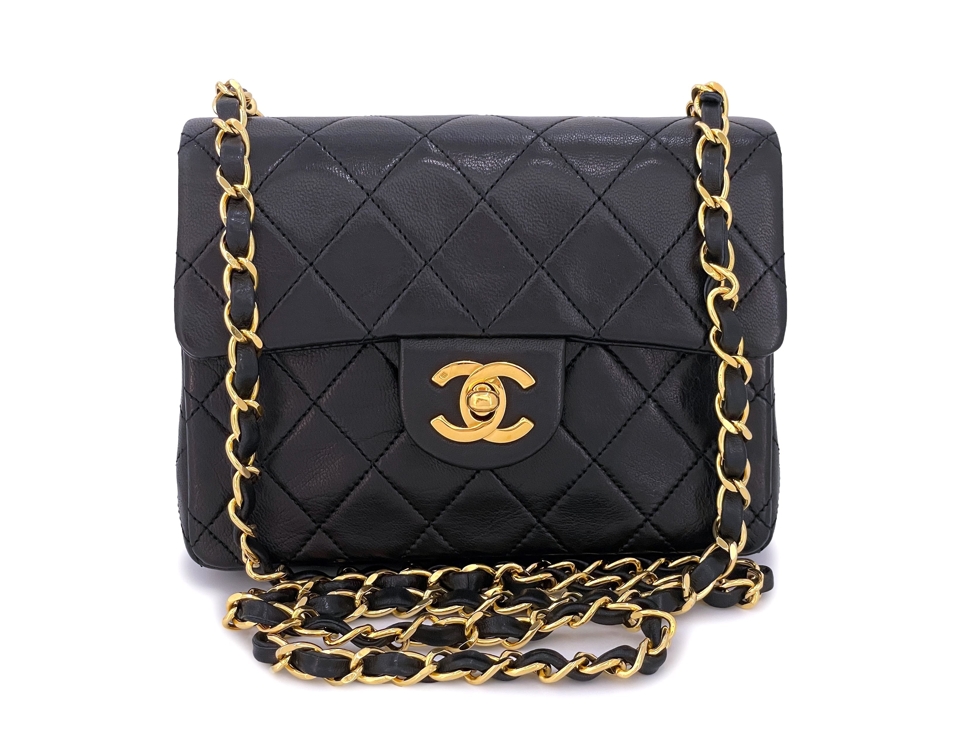 omgive En del synet Chanel 1990 Vintage Black Square Mini Flap Bag 24k GHW Lambskin – Boutique  Patina