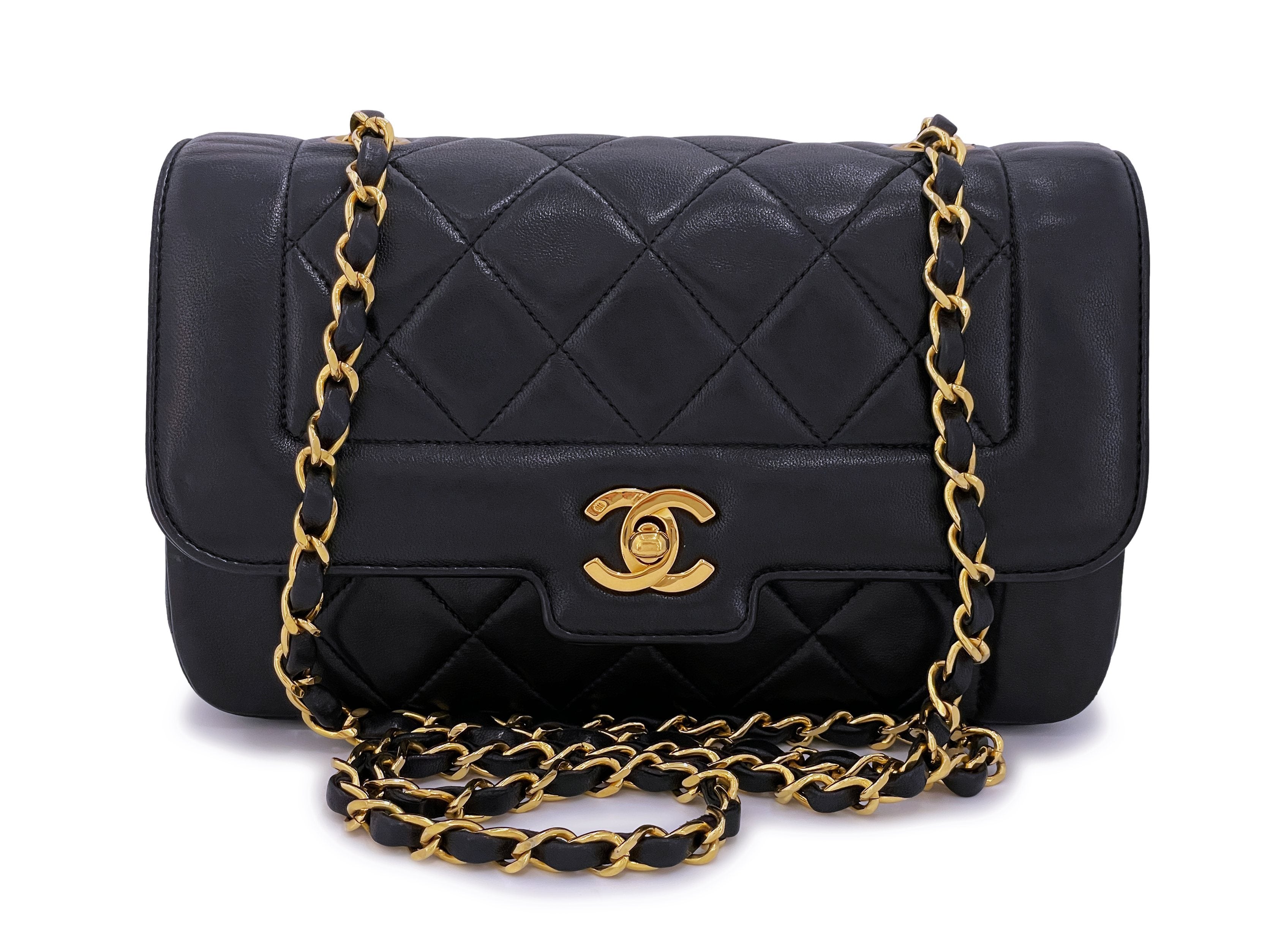 Chanel 1991 Vintage Small Black Geometric Diana Flap Bag Lambskin –  Boutique Patina